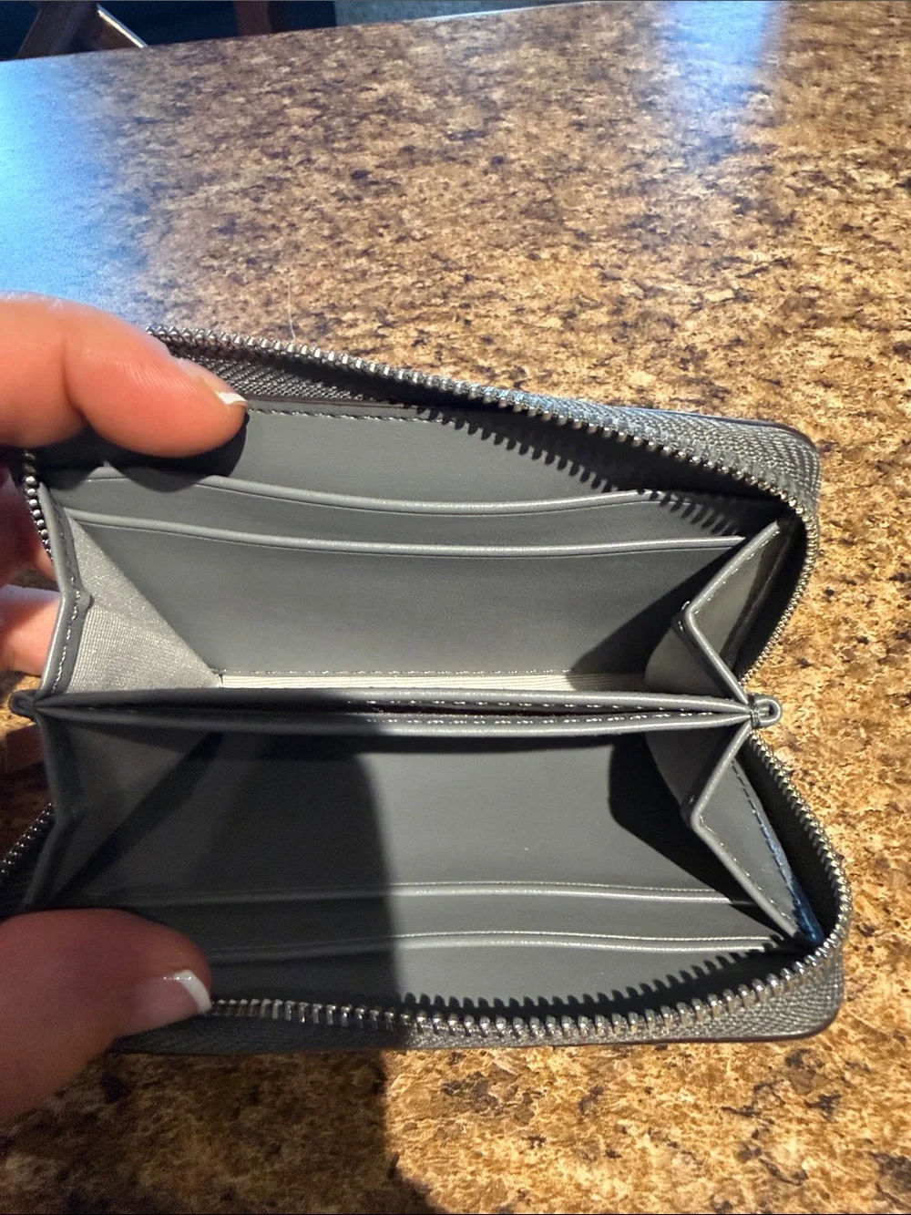 Michael Kors Grey Embossed MK Zip Card Wallet
